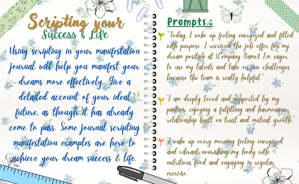 Scripting your success & life | Manifestation Journal Examples