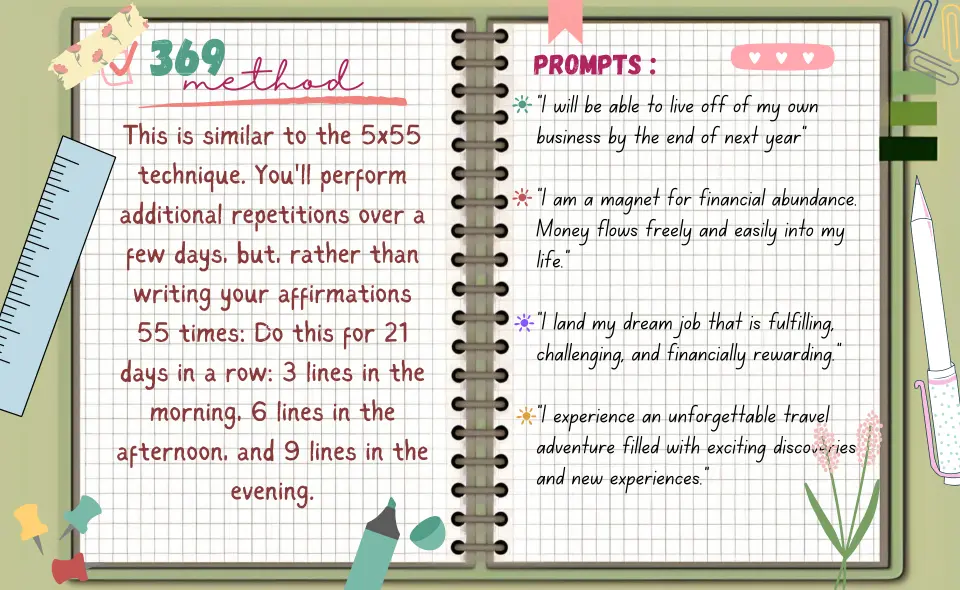 369 Method | Manifestation Journal Examples