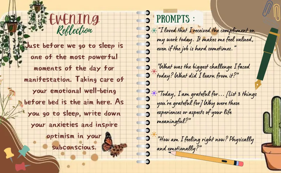 Evening Reflection | Manifestation Journal Examples