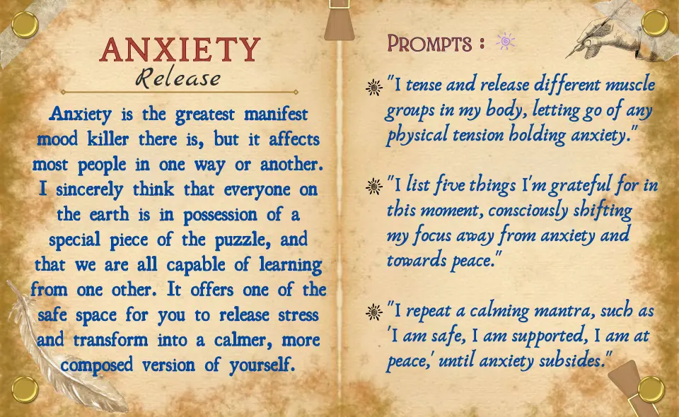 Anxiety Release | Manifestation Journal Examples